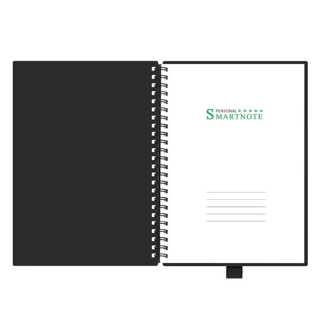 NEWYES Black Environmental A5 Wirebound Notebook Erasable Smart Notebook Paper Reusable for Writing with cloth and erasable pen
