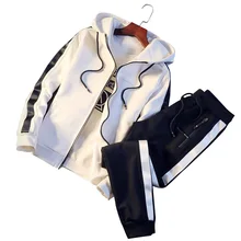 Conjuntos dos homens de Moda Cardigan Hoodies + Calças Conjuntos de fatos de Treino Sportswear dos homens Casuais Outwear Ternos Chandal Hombre Completo