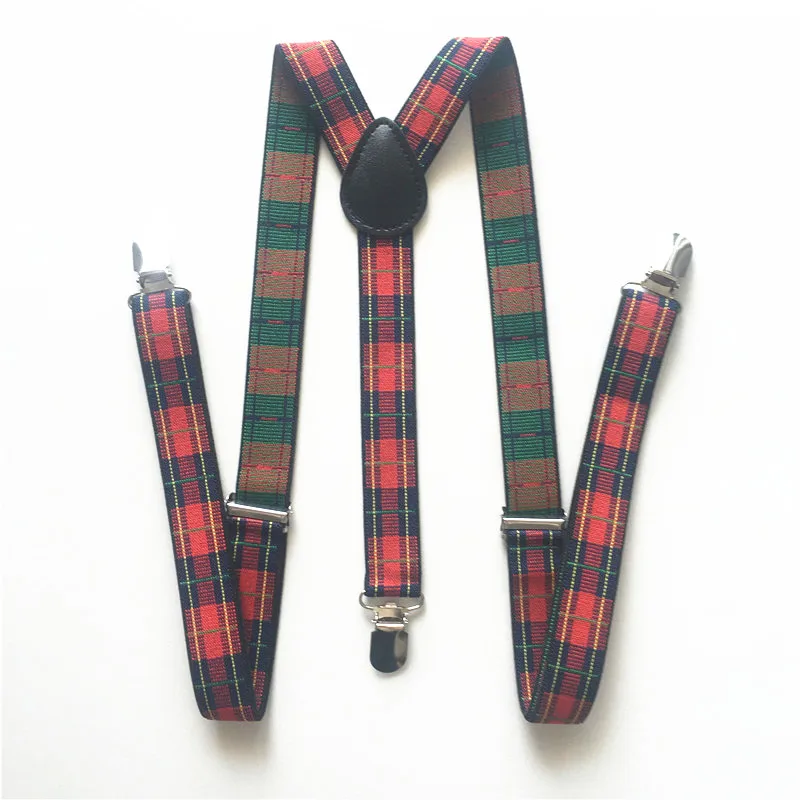 New Adult Womens Mens Print Suspenders Square Pattern Clip on Braces