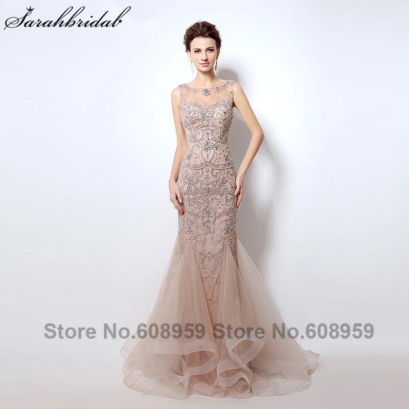 Luxury Rhinestone Mermaid Dubai Long Evening Dresses New