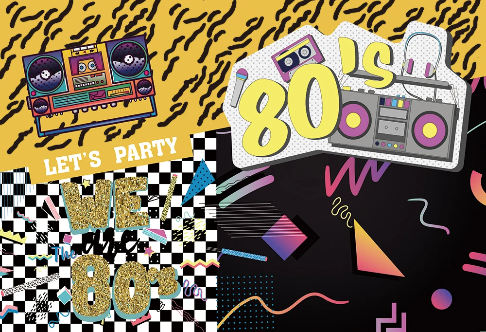 HUAYI 80's тематическая вечеринка на день рождения фоны Ретро хип хоп Рок Граффити