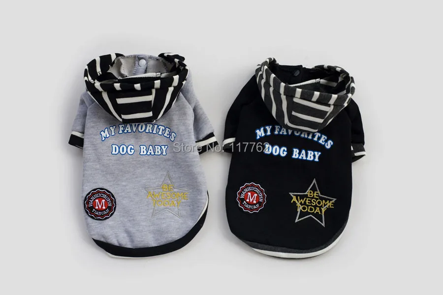

New Coming Black Striped Hoodied Pet dogs Sweater Coat Free Shipping dogs coat pet coat