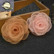 20 pcslot , Women’s Sheer Organza Rose Flower Hair Clip Brooch Pin Backings