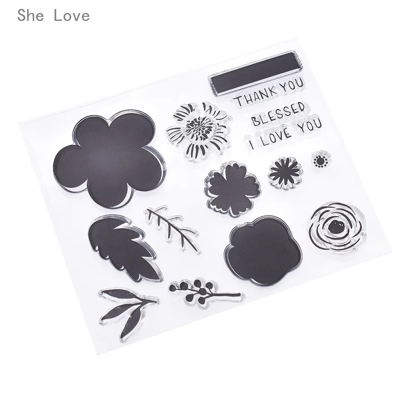 She Love Flower Transparent Clear Stamp for DIY Scrapbooking Card