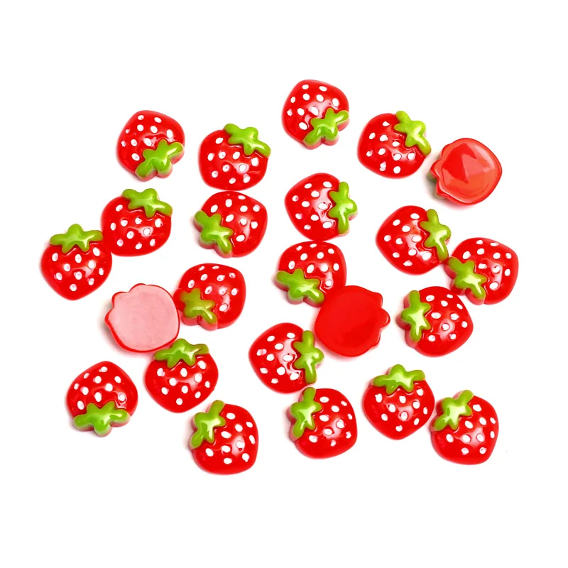 

40Pcs Red Resin strawberry Embellishments Flatback Cabochon Scrapbook Wedding Decoration Diy Craft Accessories