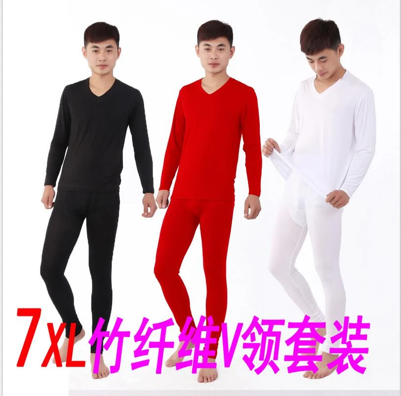 new arrival Manufacturers wholesale soft autumn winter men comfortable bamboo fiber cotton v-collar super large plus size XL-7XL best long johns for men