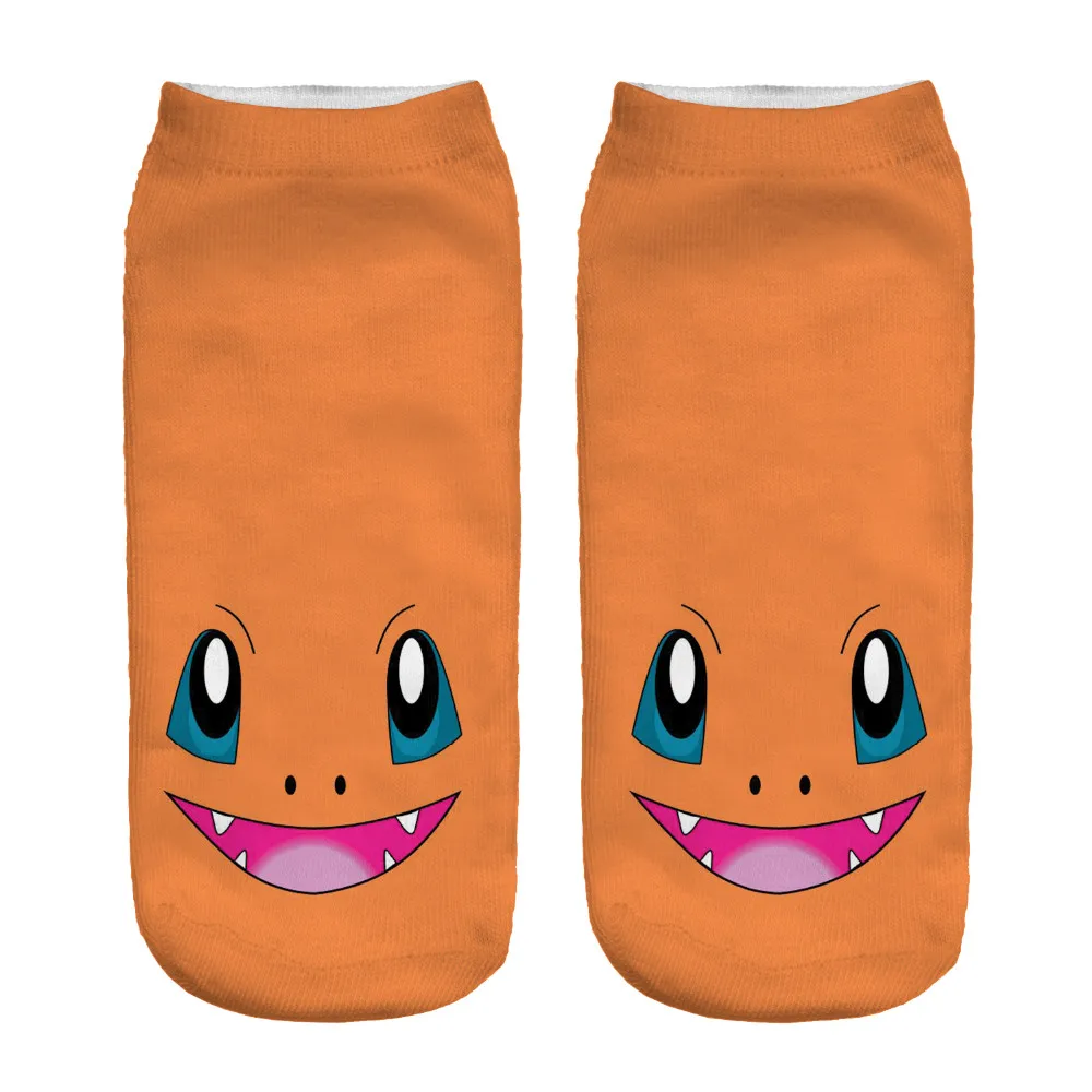 

Fashion Design Unisex Low Cut Ankle Socks Orange Color Lovely Sock Women's Girl POKEMON Charmander Meias Printed 3D Socks