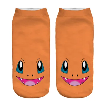

Fashion Design Unisex Low Cut Ankle Socks Orange Color Lovely Sock Women's Girl POKEMON Charmander Meias Printed 3D Socks