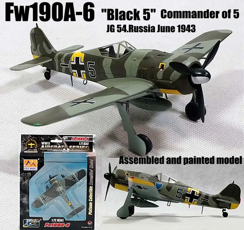 

WWII Fw 190 Shrike black 5 commander German plane 1/72 non diecast Easy model