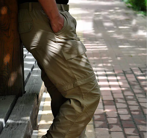 HANWILD los hombres de verano al aire libre de senderismo de secado rápido Pantalones Hombre pesca deportes senderismo pantalones anti-UV Plus tamaño Camping caza P54