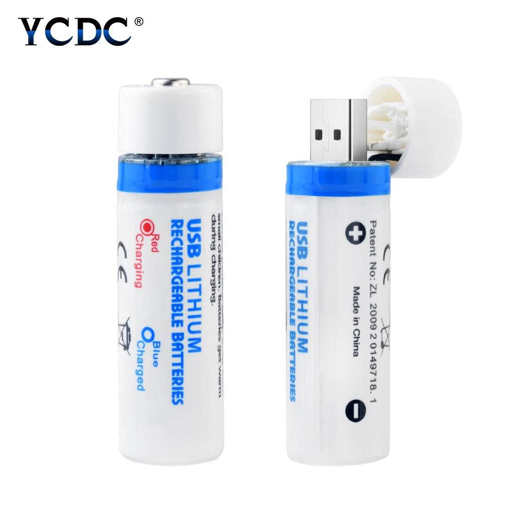

2Pcs USB 18650 battery 3.7 V 18650 1200 mAh Li-ion rechargeable USB battery with DC-charge LED indicator light For Flashlight
