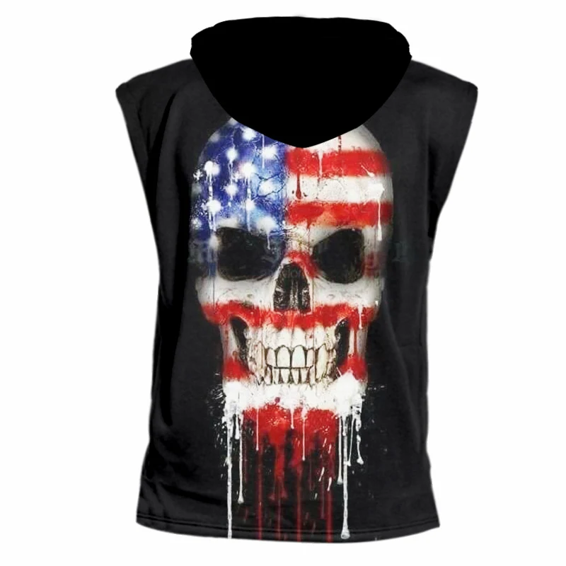 OGKB тренажерные залы одежда мужская майка с капюшоном Печать Череп американским