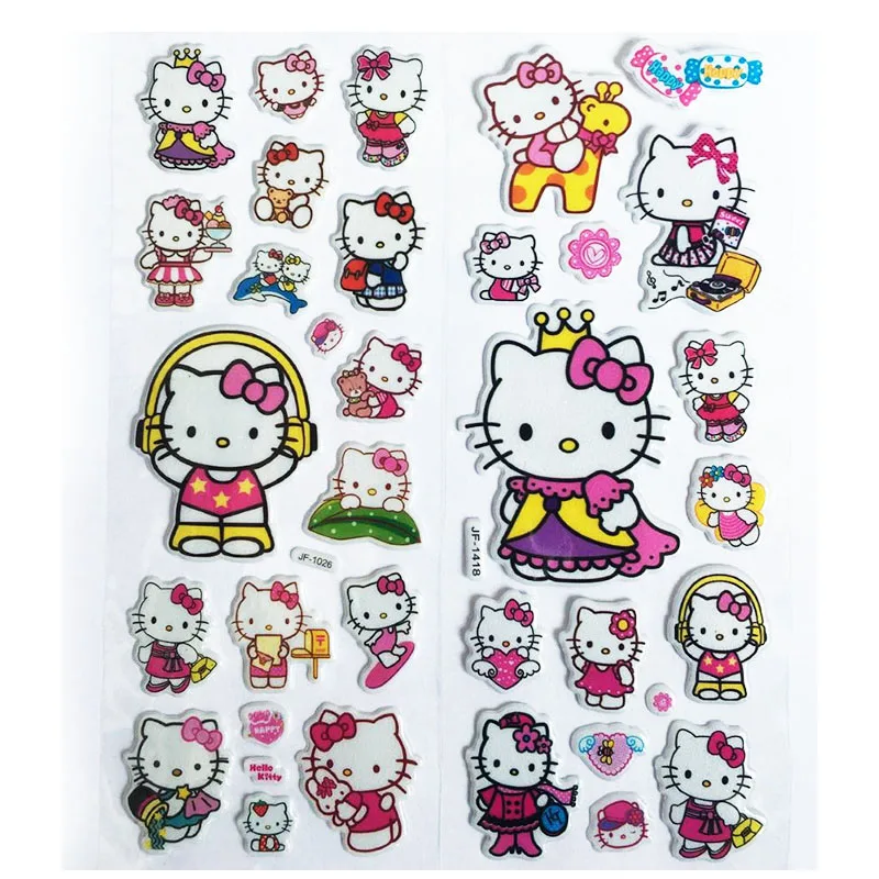 

3D Puffy Bubble Stickers Katie Cat Cartoon Princess Cat Waterpoof DIY Baby Toys for Children Kids Boy Girl