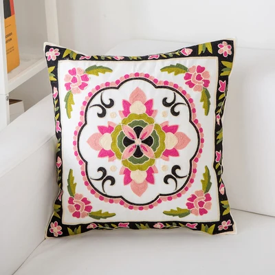 INMYLIFE цветок подушки с вышивкой с цветочным принтом декоративные наволочки для подушки с вышивкой подушка, домашний декор для дивана размером 45*45 см - Цвет: G