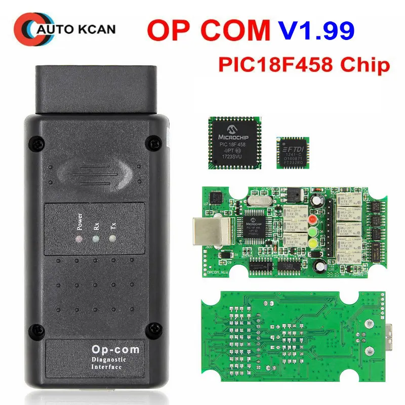 A+++ качество горячая Распродажа с реальным pic18f458 OPCOM V1.99 прошивка OP-COM для Opel диагностический инструмент OP COM может быть флэш-обновление