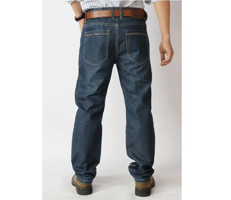 Для мужчин Джинсы для женщин большой Размеры 28-48 стрейч прямые длинные штаны свободного кроя модные Повседневное синие джинсы мужской