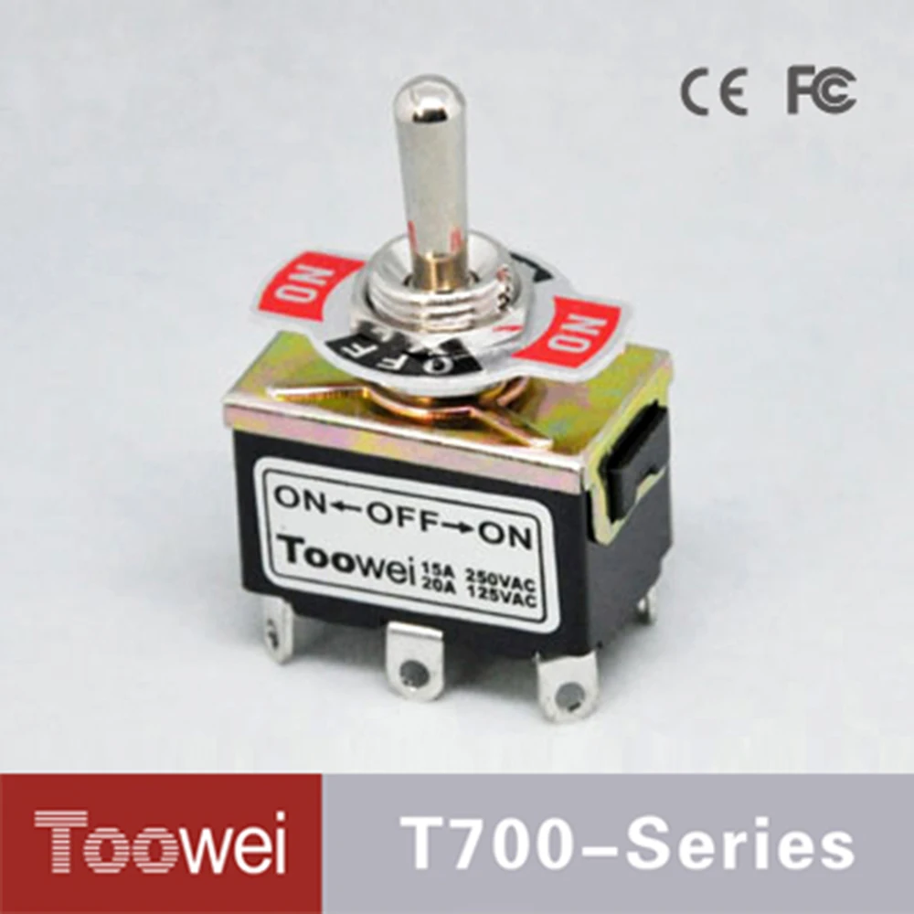 Toowei toggle switch on off on double poles 6pins 3 gears toggle switch