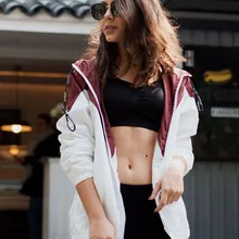 Sovalro/весенне-осенняя модная двухцветная ветровка с капюшоном, куртка на молнии с карманами, повседневная одежда с длинными рукавами, женские пальто, верхняя одежда