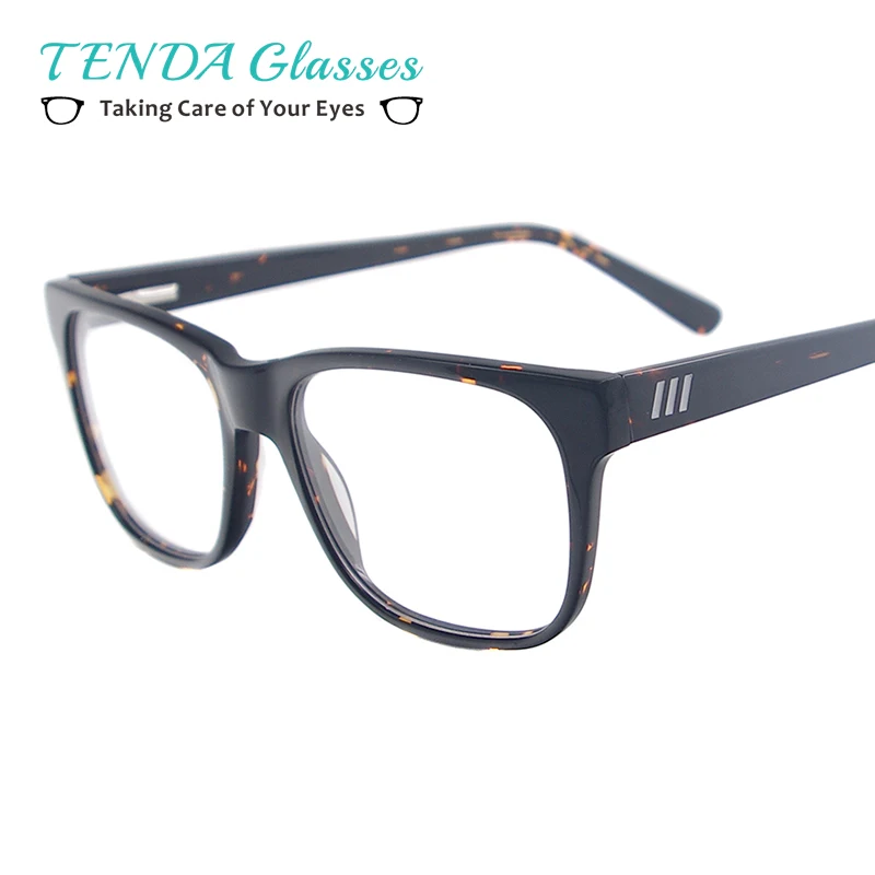 

Men Square Acetate Spectacles With Spring Hinge For Prescription Myopia Lens