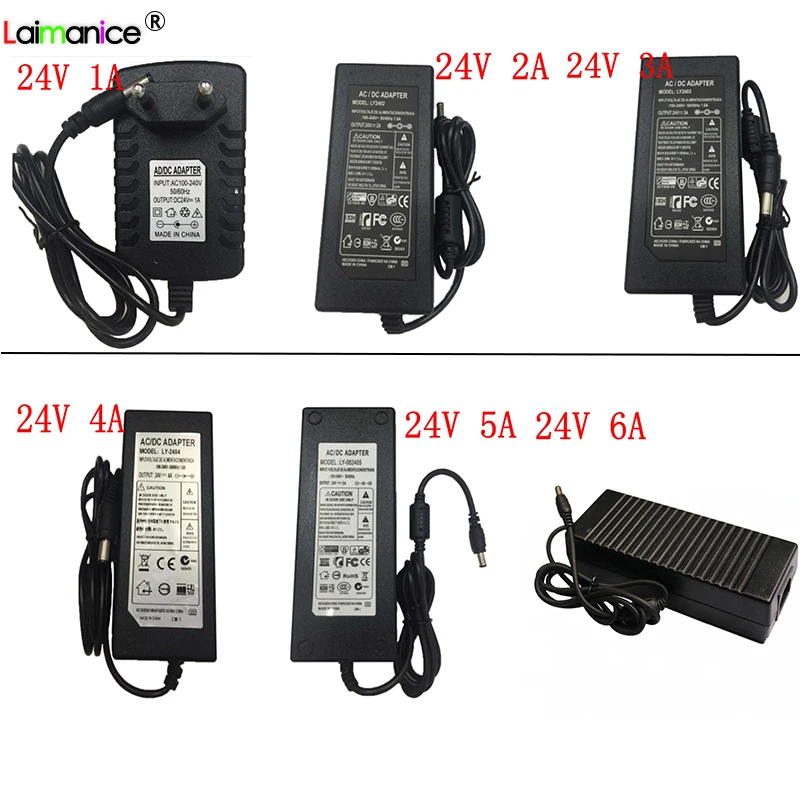 

1PCS EU/US/AU/UK Plug AC 110V 220V Converter DC 24V 1A 2A 3A 4A 5A 6A Server Power Supply Adapter Charger For LED Strip
