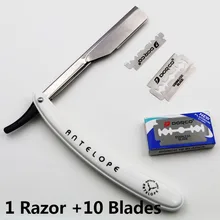 1set Men Straight Barber edge Razors Folding Shaving Knife Hair Removal Tools With 10pcs Blades