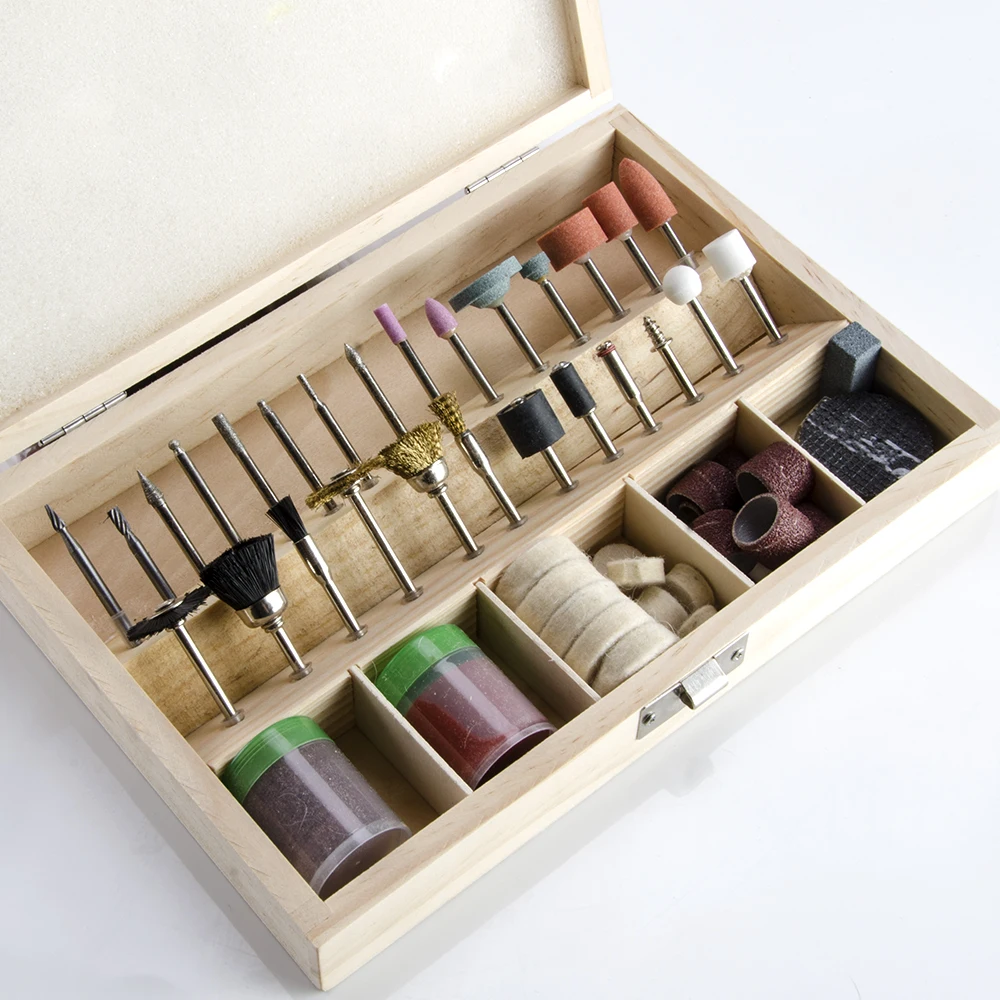 SSOOGTECH 100PC Wood Box Rotary Tool Accessories Kit Set Drilling Sawing Sanding Grinding