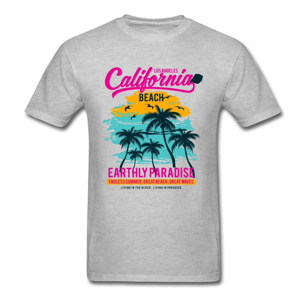 California Beach Paradise Tops T Shirt Designer Crew Neck Custom Short Sleeve 100% Cotton Mens T Shirt Design Sweatshirts California Beach Paradise grey