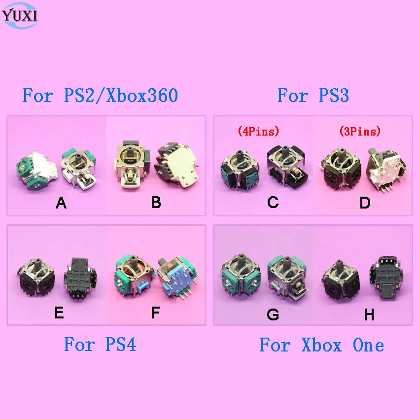 

YuXi 2pcs/lot 3D Analog Handle Joystick Rocker Stick Sensor Module For Sony PS2 PS3 PS4 / Xbox One 360 Controller Repair Parts