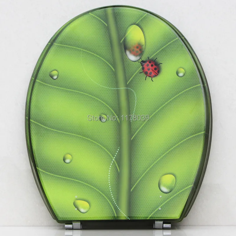

Green leaf insect art Thicken fashion Resin Slow-Close toilet seats cover,European style UVO universal toilet seat lid,J18004
