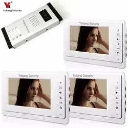 Yobang безопасности 7 дюймов Проводной Видео Домофонные визуальные домофон Дверные звонки с 3 * Мониторы + 1 * Камера для 3 единицы квартира