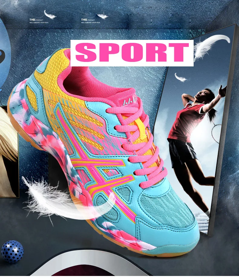 2019 New Sneakers Men Volleyball Shoes Unisex Light Sports Breathable Badminton Shoes Women Sneakers Wear-resistant (1)
