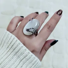 SINLEERY Винтаж Большой опал камень женские кольца античный серебряный цвет обручальное кольцо ювелирные изделия подарок Размер 6 7 8 9 10 JZ621 SSC