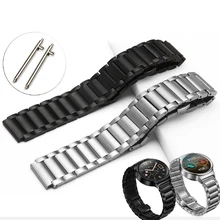Stainless Steel Smart Watchband Metal Butterfly Buckle Classic Watch Strap for Huawei Watch HWBBMS