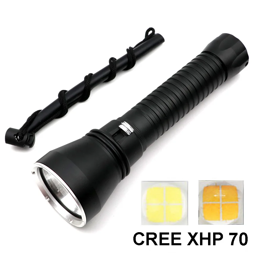 

2019 New LED Diving Flashlight XHP70 Underwater 100 Meters 3500 lumens Waterproof Scuba Torch 26650 18650 diving light lamp