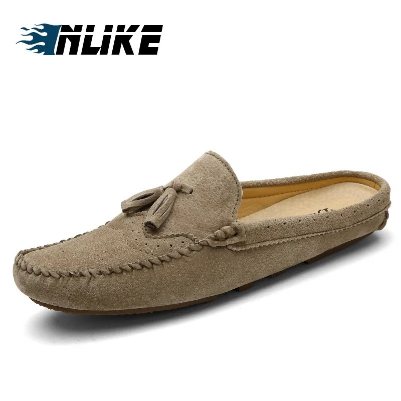 Genuine Leather Slippers Men Shoes Sandals for Men Loafers Designer Brogue Fashion Beach Shoes