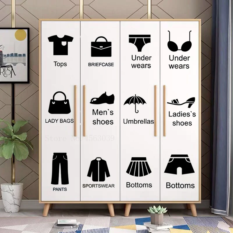 

Closet label Classification Label on compartments drawer decals classification Decor wardrobe labels Removable Cloakroom sticker