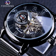 Forsining Retro Fashion Black Skeleton Sport Clock Mechanical Watch Luminous Hands Mesh Bracelet For Men Top Brand Luxury Watch forsining retro fashion black skeleton sport clock mechanical watch luminous hands mesh bracelet for men top brand luxury watch