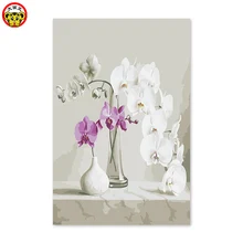 Цифровая картина маслом фалаенопсис ваза стеклянная бутылка керамические белые лепестки картины по номерам с масляной окраской по номерам