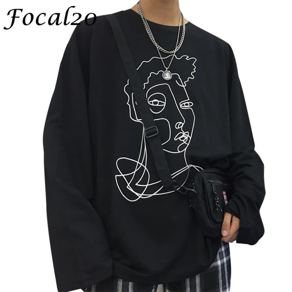 

Focal20 Streetwear Abstract Head Embroidery Women Sweatshirt Pullover Long Sleeve Causal Sweatshirt Oversize Loose Tracksuit