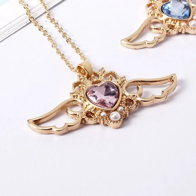 Kawaii Sailor Moon Crystal Heart & Wings Necklace 3