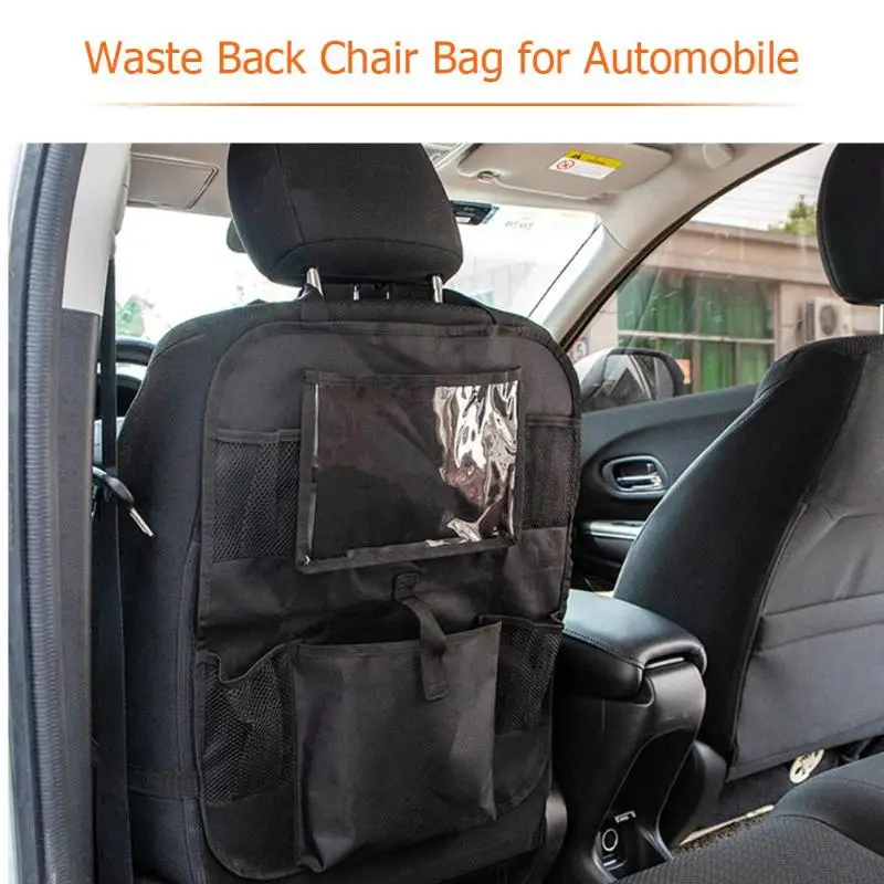 

52x43cm Oxford Fabric Car Back Seat Organizer Truck Chair Hanging Mesh Multi Pocket Storage Bag w/ Touch Screen Film