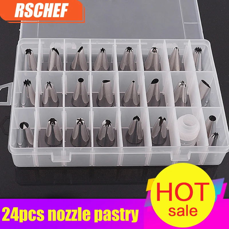 

24 pcs Hot Cake Cupcake Decorating Tools Icing Piping Nozzles Pastry Tips-in Dessert Decorators