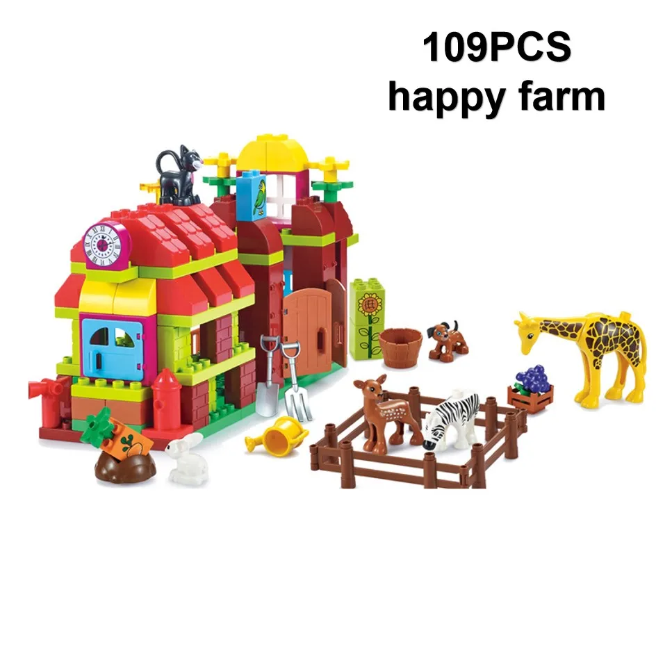 

109PCS Animals Farm Figure giraffe Building Blocks Educational Toy Assemble Bricks Toys For Kids