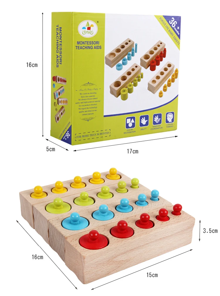 Монтессори, Обучающие деревянные игрушки, цилиндрическая розетка, блоки, игрушка для развития ребенка, практика и чувство, 4 шт./1 набор, Monterssori family