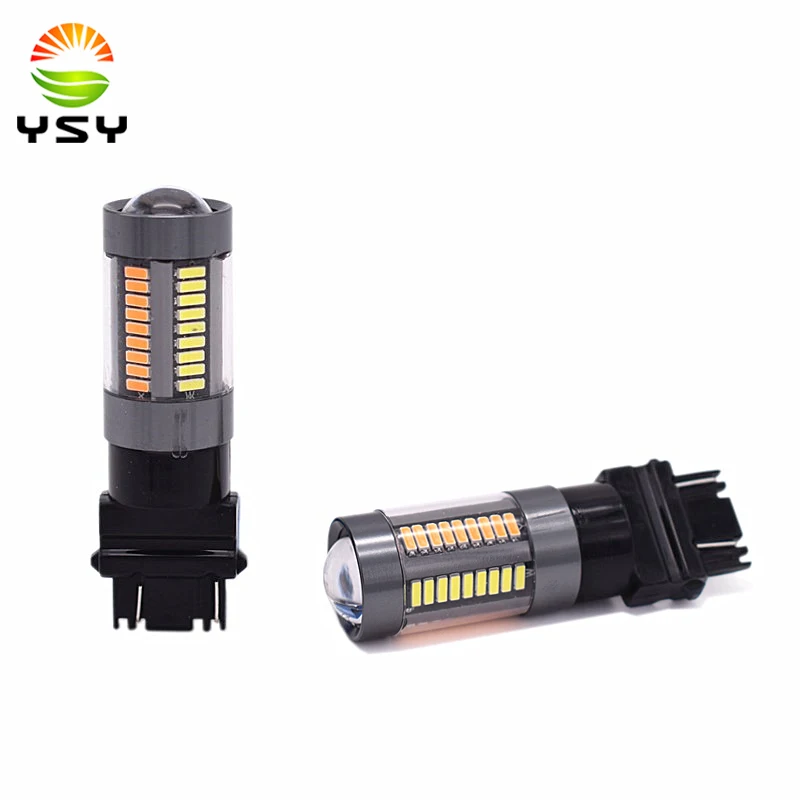 

2pcs 3047 3057 3057A 3155 3157 White/Amber Dual Color Switchback 4014 Chipsets 66SMD LED Bulbs Turn Signal Light Lamp DRL