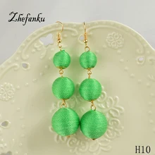 10 Color Hot Sale Bohemian Fluorescence Line Earrings For Women Fashion Pompom Jewelry