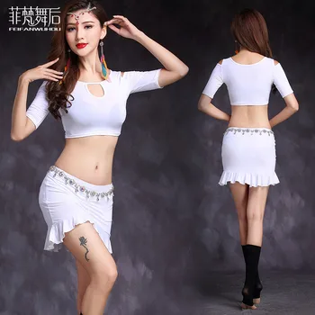 

2017Rushed Branded Garments Belly Dance Costume Professional For Women Bellydance set top+skirt M L FF7108