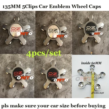 

4pcs/lot Auto accessories 135mm 5clips Car emblem Car Wheel hub Caps fit all car series Car covers for O.Z Racing logo badge