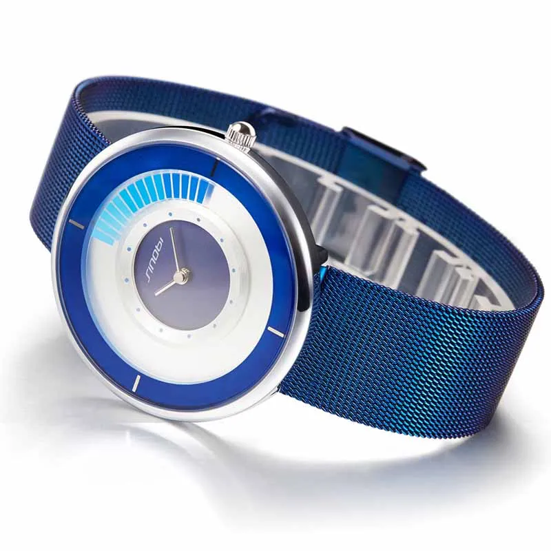 

Casual Men's Watch Slim Net Belt Quartz Wristwatches Fashion Dual Display Sports Watches Free Shipping Sale