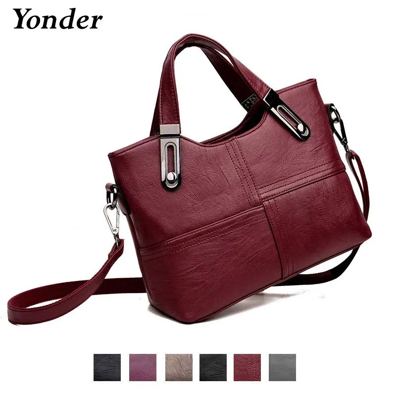 

Women leather handbags female Crossbody shoulder bags for women Wine ladies handbags black Casual tote hand bags Sac A Main